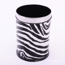 Zebra Pattern Open Top en cuir européen en cuir couvert Dustbin (A12-1903C)